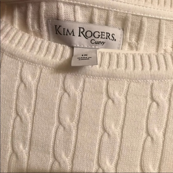 Kim Rogers Curvy White Cableknit Sweater Size 1X - Picture 6 of 8